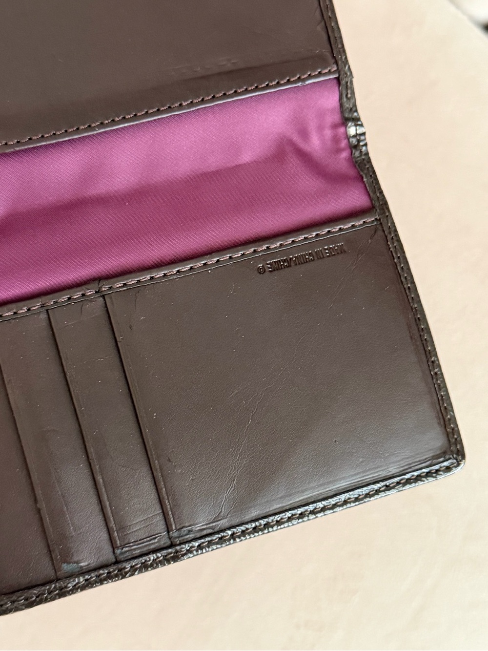 COACH Sateen Signature Purple & Orange Flap Wallet Organizer 💜🤎🧡 - Picture 11 of 16